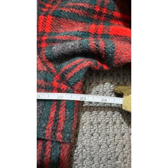 Johnson Woolen Mills Double Cape Jac Shirt Vintage Wool Red Green Plaid Mens XL - Picture 9 of 15
